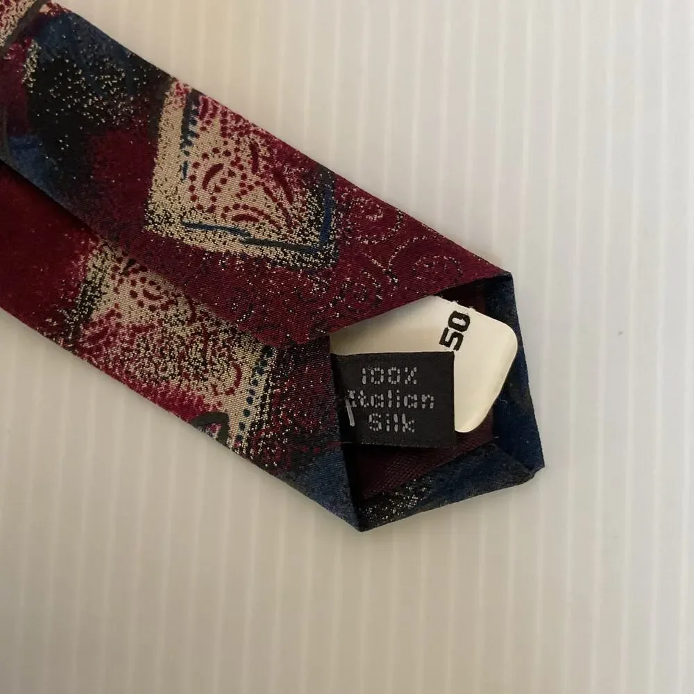 Vintage Halston 100% Italian Silk Tie Abstract Geometric Retro Necktie NWT